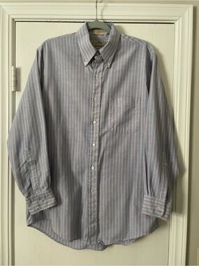 L.L. Bean Blue Shirt with Pink Stripes - Button-Down Dress Shirt